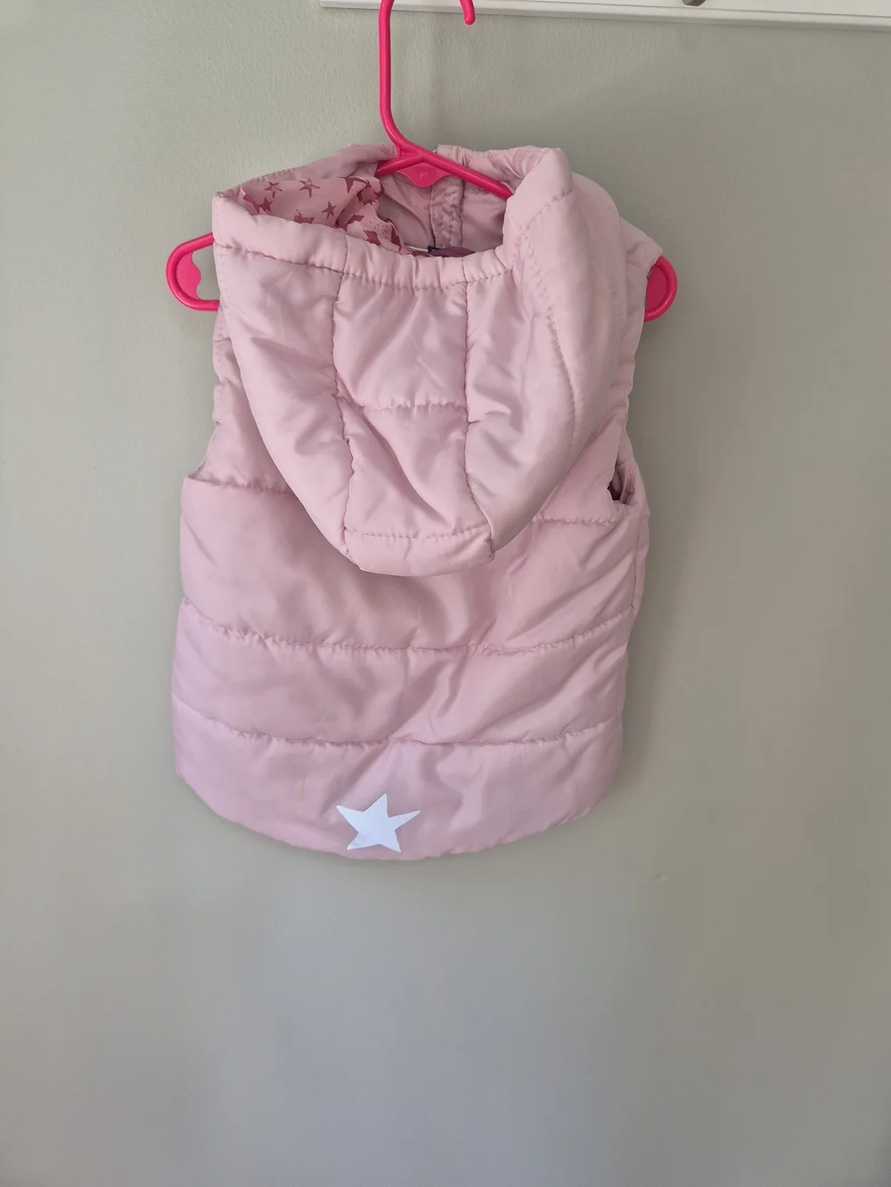 Lupilu Girls Pink Hooded Puffer VGirls Light Pink Puffer Vest with Horse Graphic